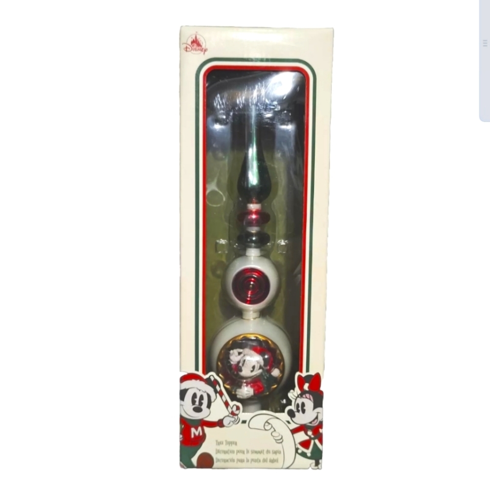 Disney Mickey And Minnie Mouse Finial Christmas Tree Topper Metallic Retro